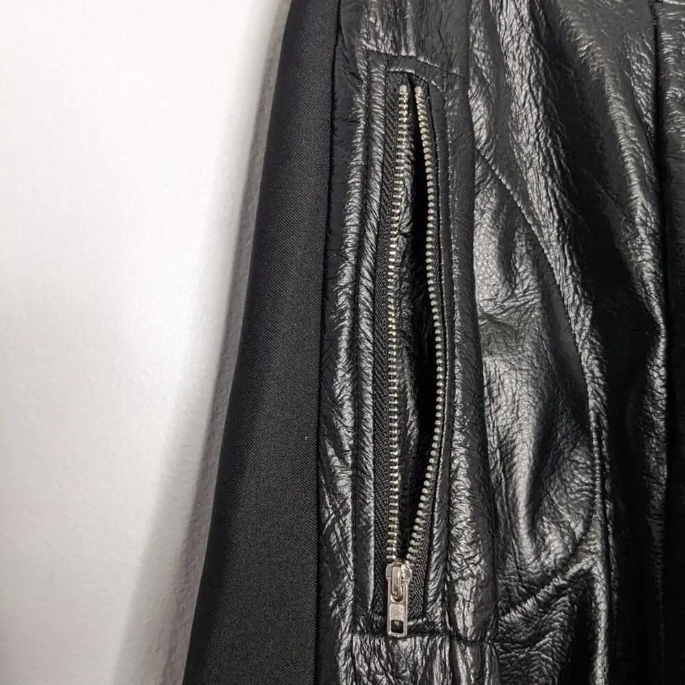 Nuuts Black Faux Leather Neoprene Maxi Skirt Zip Pockets Y2K Goth Club Kid 2XL - Picture 4 of 9